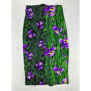 Laura Byrnes California Womens Small Orchid Floral Pencil Skirt S Green Purple